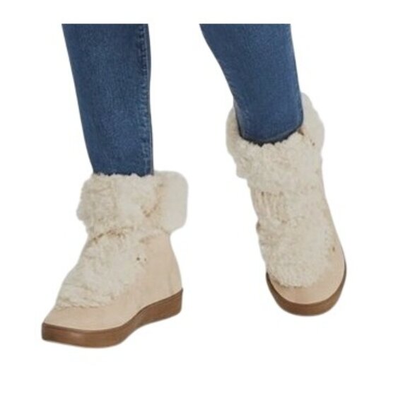 NEW Vionic Womens Splendid Oak Suede Sheep Fur Booties Sand/Cream Size 7.5 - Picture 13 of 13